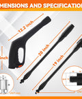 High Pressure Washer Gun Kit With Turbo Wand And Adjustable Fan Wand From 0 To 60 Degrees Locking Hose Design Safety Trigger