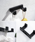 Dope Matte Black 4-Piece Bathroom Hardware Set With 24-Inch Towel Bar, Towel Ring, Toilet Paper Holder, And Coat Hook In 304 Stainless Steel shown.