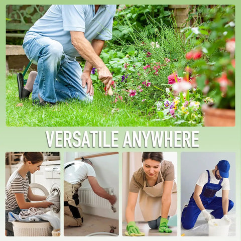 Person using 10.2 Inch Wider Soft Pad Garden Kneeler And Seat Heavy Duty Folding Stool For Gardening Portable With Extra Hand Pruner