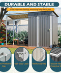 5x3 Ft Outdoor Storage Shed And Gazebo Combo With Lean To Metal Frame All Weather 2 In 1 Garden Shed And Gazebo Open Pergola Sloping Roof Lockable Door For Backyard Patio Lawn Gray in garden
