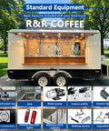 Turnkey Mobile Coffee Trailer For Sale 13 Foot Fully Equipped Commercial Food Truck showing standard equipment features.