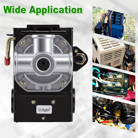 Four Port One Quarter Inch NPT Air Compressor Pressure Switch With Unloader Valve, 95-125 PSI Cutoff, LF10-4H-1-NPT1.