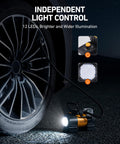 Portable Tire Inflator Air Compressor For Car And Bike 12V DC Digital Gauge Up To 150 PSI With 12 LED Lights illuminating tire