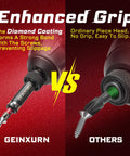 Comparison of diamond coated impact screwdriver bit vs ordinary bit, highlighting enhanced grip with S2 steel tips.