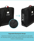 Padded Compact Travel Stroller Bag For Airport Travel, Gate Check Ready, AirTag Compatible, black bag with backpack straps