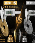 Comparison of Heavy Duty Wood Carving Disc Set With Pro Grade Five Rotary Burrs showing disc thickness and weight.