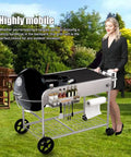 Grill Table Cart For 22 Inch And 18 Inch Original Kettle Charcoal Grills, Outdoor Stand And Prep Station with accessories
