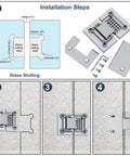 Installation steps for Heavy Lifting Shower Door Hinge With A Zero Friction 180 Degree Sweep Designed From Bulletproof 304 Steel.