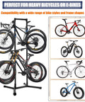 Freestanding Bike Storage Rack For Garage Holds Four Bikes With Adjustable Arms Gravity Indoor Stand Space Saving Vertical Design For MTB And Road Bikes Up To 240lbs No Drill Easy Setup
