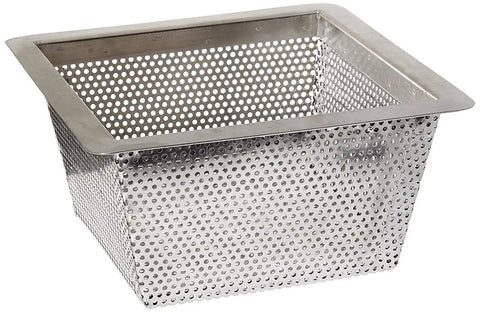 Stainless Steel Floor Sink Drain Basket Strainer 10x10 Inches 5 Inch Depth Heavy Duty Bar Grade Perforated Bottom