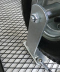 Built Tough 8 Inch Pneumatic Caster Wheel With Rigid Plate And 220 Pound Load Capacity featuring mounted tire and metal bracket detail.