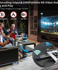 People watching a soccer match on TV using Wireless HDMI Transmitter And Receiver With 165ft Range for 4K Input and 1080P Output.