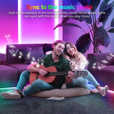 A couple enjoying Get These Super Long 65.6 Foot RGB LED Strip Lights That Sync Perfectly With Your Music Using App Control Or Remote