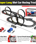 High Speed Dual Racing Track Set For Kids Aged 6 To 12 With Two Fast 1 To 64 Scale Cars, Plug In Or Battery Powered, Easy Setup