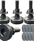 3/8-16 Threaded Leveling Feet For Heavy Duty Tables And Furniture, Beefy Adjustable Screw-In Leg Levelers With Large Black Base, 4 Pack