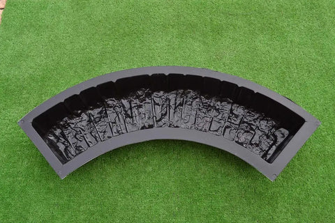 Two Piece Round Edge Concrete Molds For DIY Border Edging, ABS Plastic Log Edging Molds, Stone Look Border Molds on grass