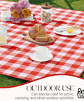 Rectangle Vinyl Tablecloth Waterproof Buffalo Gingham Red For Outdoor Picnics And Camping Heavy Duty Wipeable Table Cover 54 X 78 Inches For Parties Barbecues And Meals