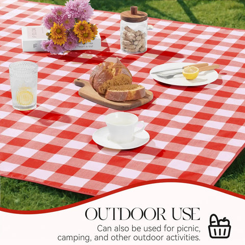 Rectangle Vinyl Tablecloth Waterproof Buffalo Gingham Red For Outdoor Picnics And Camping Heavy Duty Wipeable Table Cover 54 X 78 Inches For Parties Barbecues And Meals