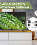Real Deal Tv Stand Leg Hardware Kit includes heavy duty machine bolts and flat washers with screws and fasteners for TVs.