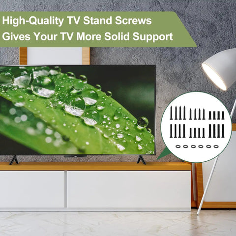Real Deal Tv Stand Leg Hardware Kit includes heavy duty machine bolts and flat washers with screws and fasteners for TVs.