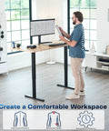 Heavy Duty Dual Motor Electric Sit Stand Desk Frame For DIY Tops, 220 Lbs Capacity, Height Adjustable With Memory Controller, Fits 40 To 77 Inch Table Tops, Black, Frame Only, shown with a man standing.