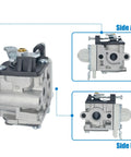 Echo PB2520 Leaf Blower Carburetor Replacement Kit with detailed view of carburetor from various angles showing sides A and B.