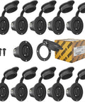 Outdoor 15 Amp NEMA 5-15 Flanged Outlet Weatherproof Receptacle Black Surface Mount Front And Back Covers 2 Pole 10-Pack