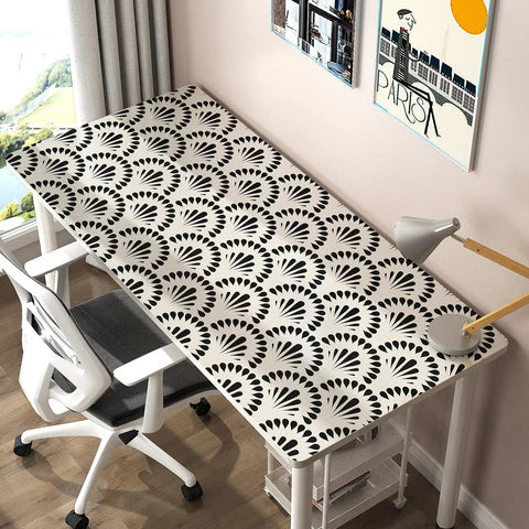 Black Geometric Peel And Stick Wallpaper For Bedroom Accent Walls And Drawer Liner Removable Self Adhesive Vinyl Contact Paper on a desk