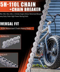 415H-110L chain with chain breaker for 49cc-80cc motorized bicycle; heavy-duty universal fit