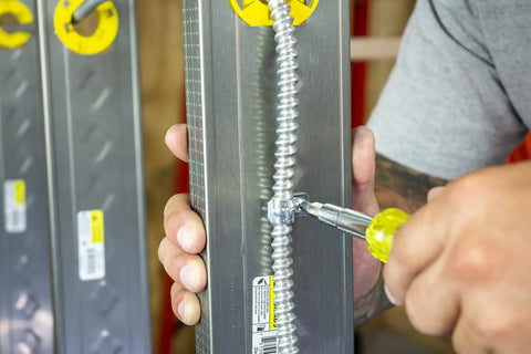 Installing 3/8 In Flex 90 Degree Connector For FMC Metal Clad And Armored Cable To Steel Outlet Box Secure Bonding Tight Fit Easy