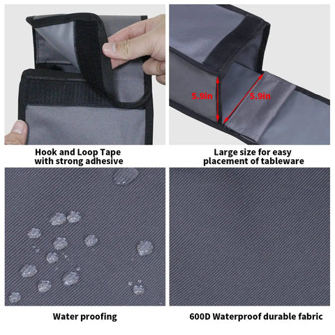 Close-up of Waterproof Grill Tool Storage Bag With Foldable Design Portable BBQ Utensil Organizer showing 600D waterproof fabric