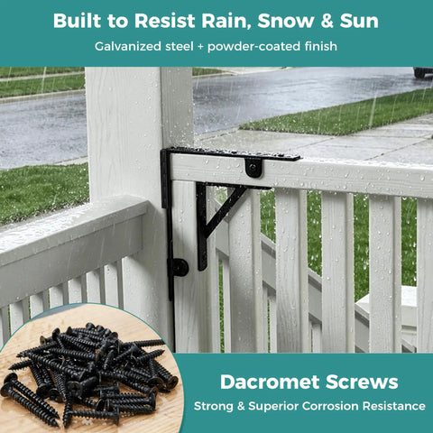 Heavy Duty Anti Sag Outdoor Wood Gate Corner Bracket Kit With One Piece 90 Degree Bent Steel And Diagonal Brace For Strong Easy Install Gate Support Built Tough on white gate in rain