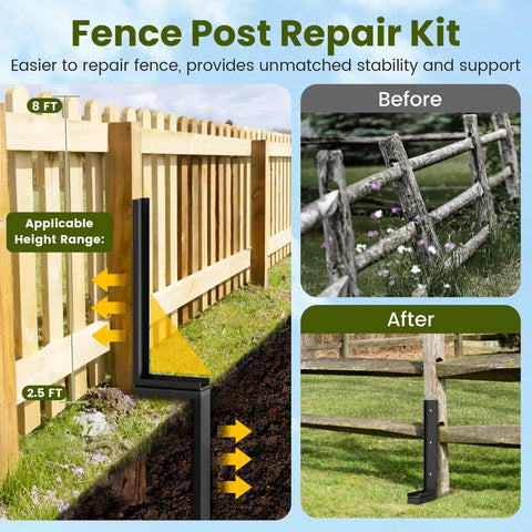 Fence Post Repair Kit For Wooden Fences With Steel Ground Spike And Adjustable Angle Easy Fix Rustproof Post Anchor Stake To Fix Broken Posts Heavy Duty Garden Fence Set 1 Pack Today