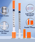 One Milliliter Syringe Five Sixteenth Inch 30 Gauge 8mm U 100 Lab Supplies Individually Wrapped Pack Of Twenty Five Sterile Medical Syringes For Precise Dosing And Safe Disposal, 1 mL syringe with orange cap