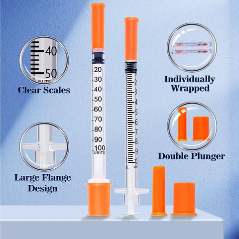 One Milliliter Syringe Five Sixteenth Inch 30 Gauge 8mm U 100 Lab Supplies Individually Wrapped Pack Of Twenty Five Sterile Medical Syringes For Precise Dosing And Safe Disposal, 1 mL syringe with orange cap