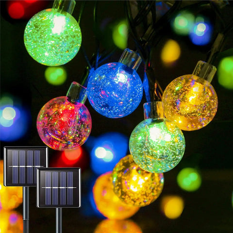 Outdoor Solar String Lights 2 Pack 100 LED Flower Shaped Lights With 8 Modes IP67 Waterproof For Patio Garden Fence Bush Christmas Tree Decor Solar Powered Easy Setup
