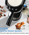 Compact Espresso Machine With 20 Bar Pressure And Built In Milk Frother, features steam wand for frothing milk.