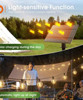 56 Ft Solar String Lights With Remote And USB Charging, 27 Shatterproof G40 Bulbs, solar panel charging in daylight