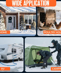 Scilulu 30ft heated RV water hose with freeze protection to -45°F; shown for home, poultry house, RV, and camping use.