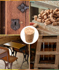 Carpenter Bee Corks 200 Count Kit For Small Holes In Furniture, Tapered Soft Wood Plugs, image of corks with wood furniture and repairs