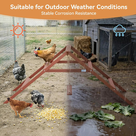 Wooden Chicken Perch And Roosting Bars For 10 To 12 Chickens, 3 Layer Fir Design With Swing in outdoor coop