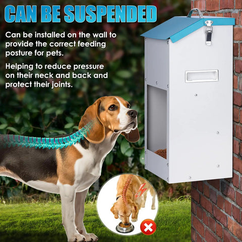 Heavy Duty Gravity Automatic Cat And Dog Feeder Outdoor No Sweat Design Large Capacity wall-mounted for better pet posture