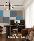 Rock Solid Four Pack Fabric Acoustic Wall Panels Engineered To Ditch Bad Echoes And Level Up Your Home Studio Or Game Room With High Density Foam Cores on wall in modern living space.