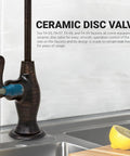 Close-up of No Airgap NSF Certified RO Faucet for Clean Drinking Water, ceramic lever design, Venetian bronze.