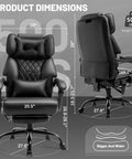 Massage Office Chair With Foot Rest And 3D Kneading Heat, Boss Level Comfort Ergonomic Desk Chair dimensions and features