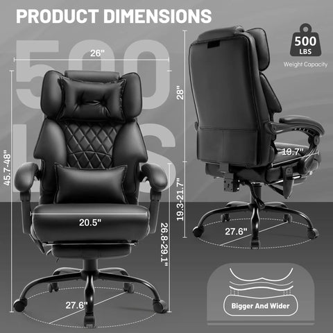 Massage Office Chair With Foot Rest And 3D Kneading Heat, Boss Level Comfort Ergonomic Desk Chair dimensions and features