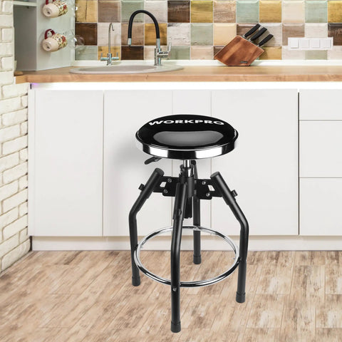 Heavy Duty Adjustable Hydraulic Shop Stool With 360 Degree Swivel For Garage Bar Seating in kitchen setting