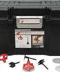 Tile Leveling Pro Kit One Eighth Inch Complete Set With 200 Caps 500 Bases And 100 Shields displayed in a box