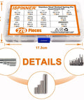 220pcs Roll Pin Set, Stainless Steel Slotted Spring Pin Assortment Kit M1.5 M6 in case with assorted pin sizes