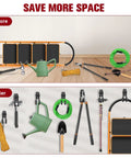 12 Pack Small J Shaped Steel Garage Hooks With Anti Slip PVC Coated Finish Heavy Duty Wall Mounted Tool Hanger Before and After